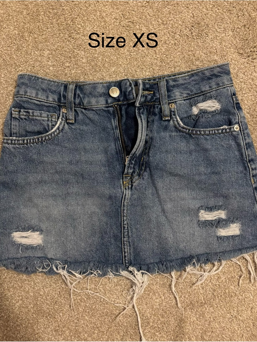 Forever 21 Blue Distressed Denim Mini Skirt